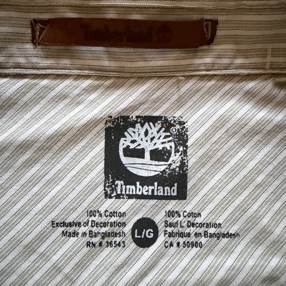 Timberland Men’s 100% Cotton Shirt Classic Regular Fit L G size Striped - Picture 5 of 14